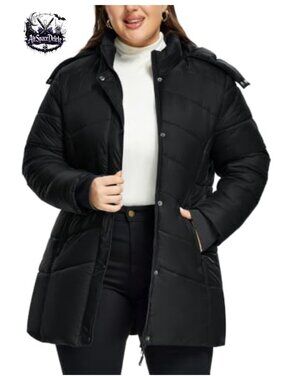 Plus Size Winter Parka Long Puffer Down Jacket Warm Hooded Coat